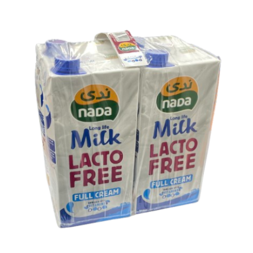 حليب خالي لاكتوز طويل الأمد 1 لترقليل الدسم ندى 4 حبة